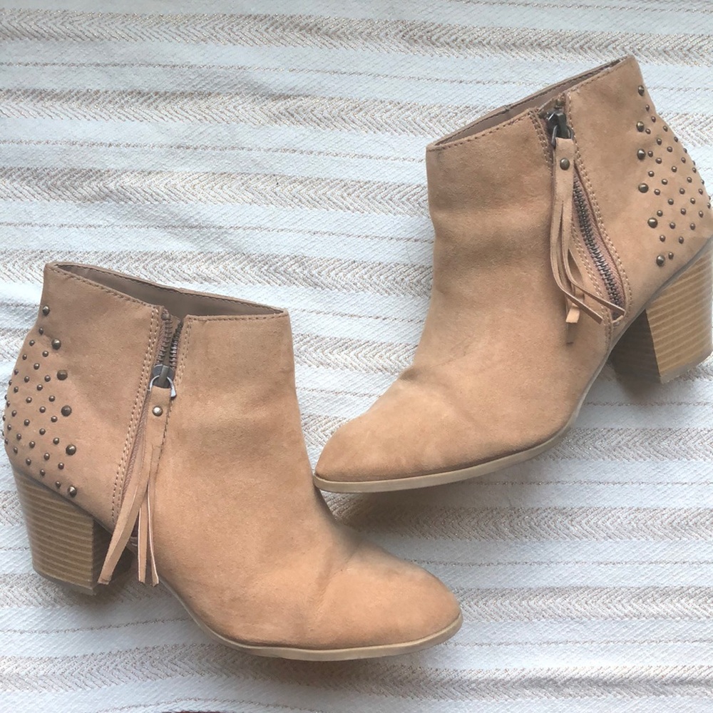 Express suede heeled booties